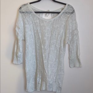 Anthropologie Knitted & Knotted Cream Tie Sweater